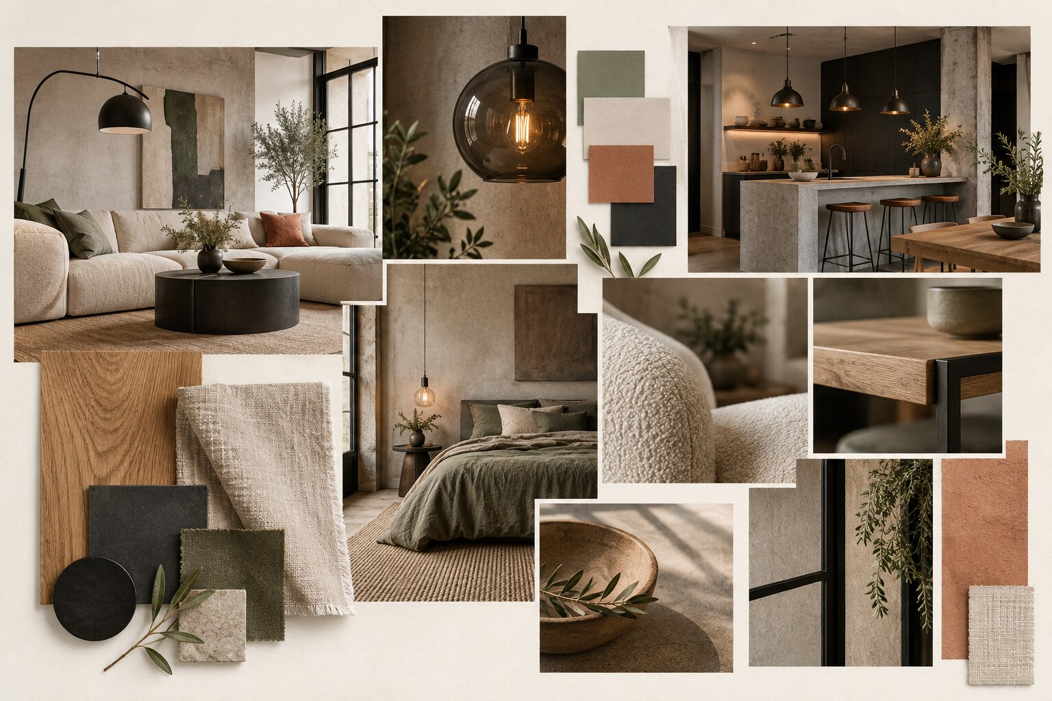 Exemple de planche d’ambiance scandinave et industrielle