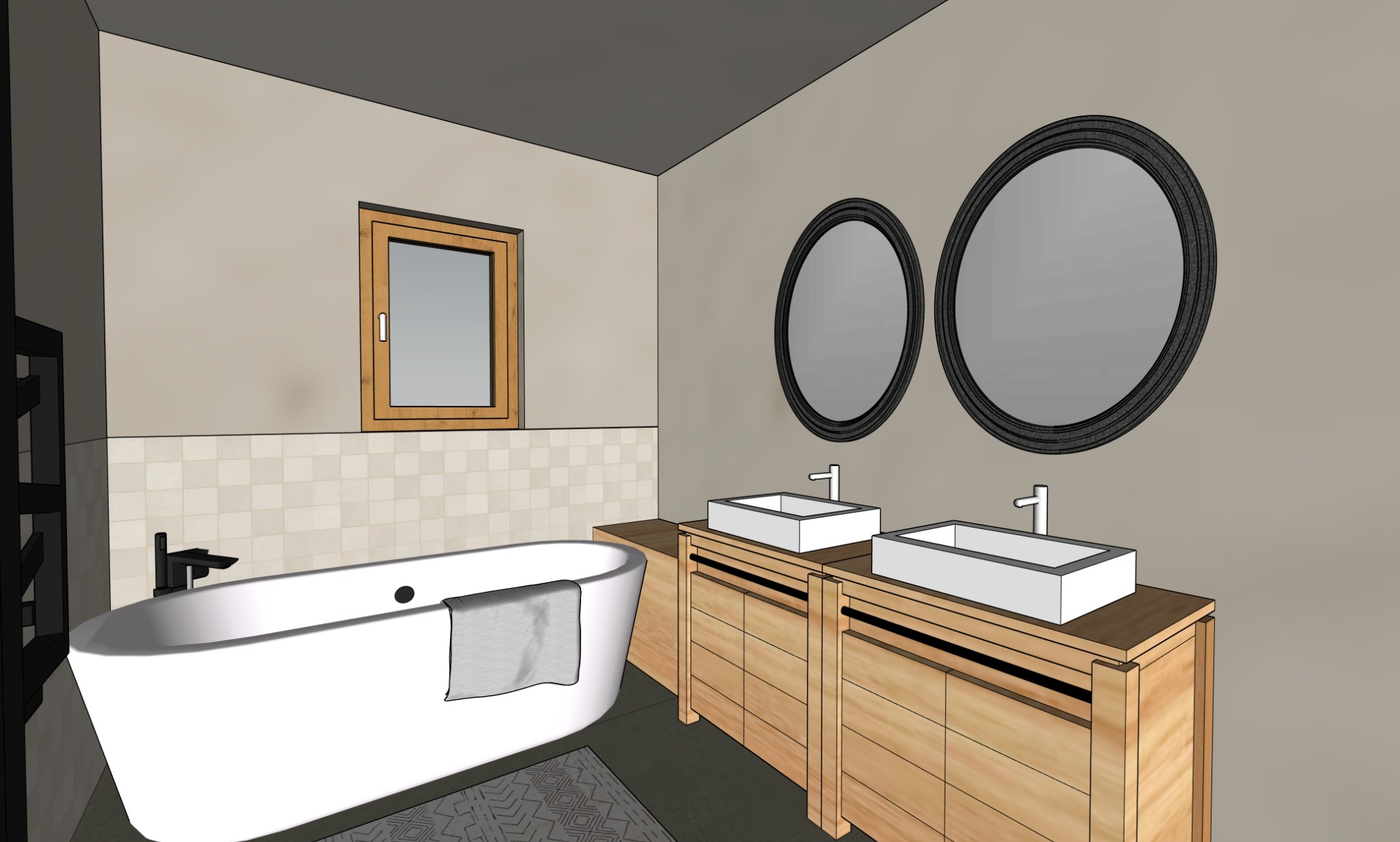 Vue SketchUp de la salle de bain